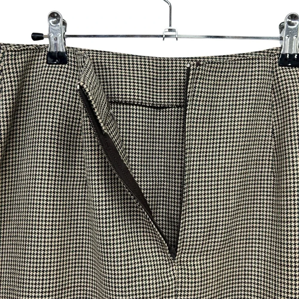 Houndstooth Midi Skirt 12 Academia Quiet Luxury Preppy 90s Heritage Old Money - Picture 3 of 9